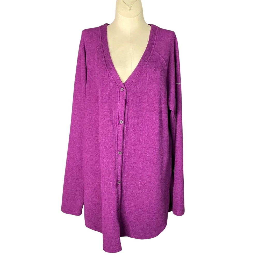 Columbia Womens Purple Heathered Spring Cottagecore Front Cardigan AL1299 Size L